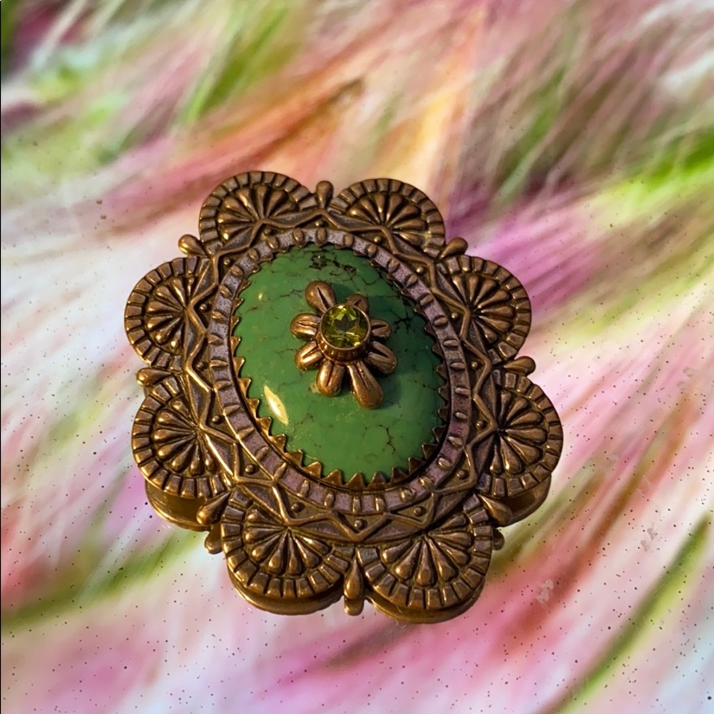 Vintage sterling silver stone brooch